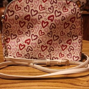 Nanette Lepore Pink and Red Heart Crossbody Bag